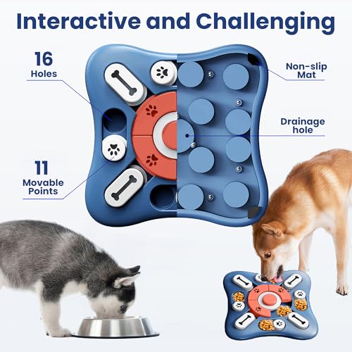 PAWSPIK Interactive Treat Dispensing Puzzle Dog Toy, Blue & Orange - color: Orange and Blue