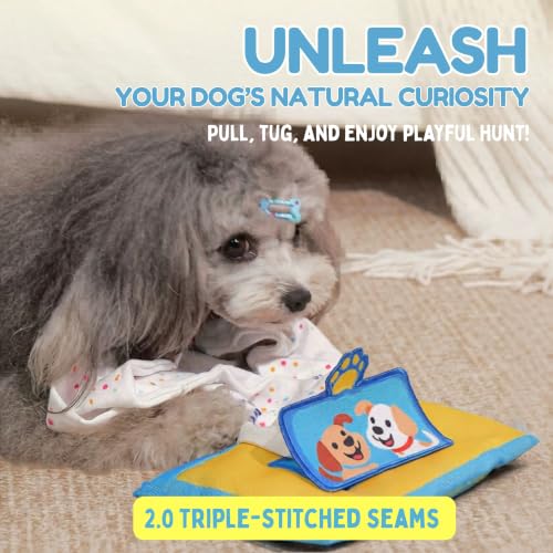 Interactive Dog Puzzle Toy | Anti-Boredom & Mental Stimulation | Snuffle Mat for Dogs | Slow Feeding & Enrichment Game | Small, Medium Dogs | Pizza, Bowling or Tissue (Tissue) - color: Tissue (Blue)