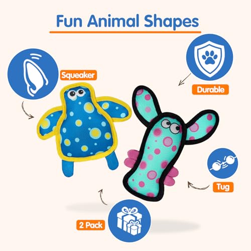 Squeaky Dog Toys for Small & Medium Dogs, Turtle & Lobster Set - color: Turtle & Lobster