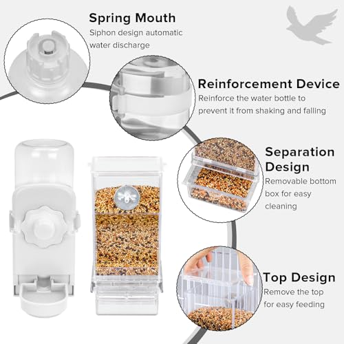 Lemtrflo No Mess Bird Feeder Water Dispenser Set, Automatic Bird Feeder - color: White