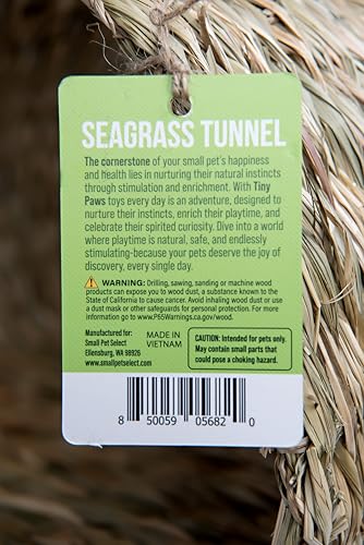 Small Pet Select Tiny Paws Jumbo Seagrass Tunnel, for Guinea Pig, Rabbit, Bunny, Toys, Hideout Tunnel, Cage Accessories, 14x13x10