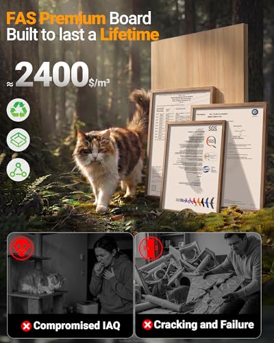 Eco-Wood Cat Tree Tower,【Small but All-in-One】with Scratching Posts, Indoor - color: Mist Blue