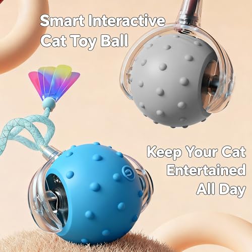 Interactive Cat Toys for Indoor Cats,3-Tails,Automatic Moving Kitten Toys - color: Gray