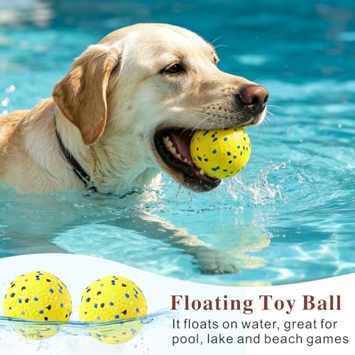 Idepet Dog Toy Ball Tennis Balls for Aggressive Chewers,Nontoxic Bite Resistant Toys ETPU High-Bounce Floating Fetch Toys for Teething for Small Medium Dogs (Green&Yellow, 4 Balls-2.75in) - color: Green&Yellow, size: 4 Balls-2.75in