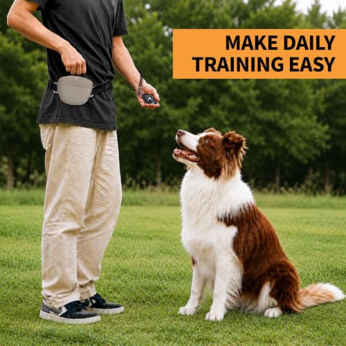 Silicone Dog Treat Pouch with Training Clicker - color: Milky tea, size: 1 PACK
