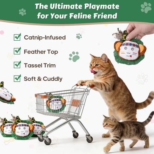Catnip Interactive Cat Toys Plush Feather Indoor Cats Anxiety Relief Monkey - color: Monkey