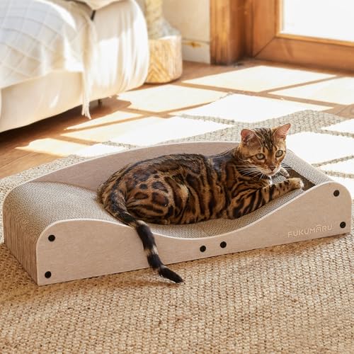 FUKUMARU Cardboard Cat Scratcher Bed, Extra Large 29.1 Inch Cat Scratch Pad - color: Light Camel