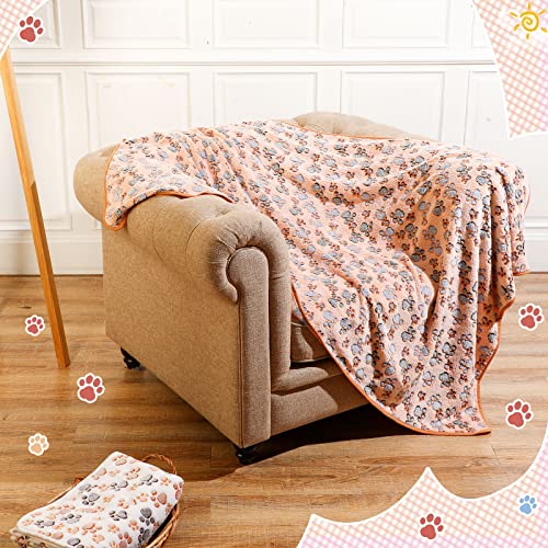 Tatuo 4 Pcs Fleece Dog Blankets for Puppy Cat, Mixed, 40 x 63 in, Paw - color: Mixed, size: 40 x 63 in