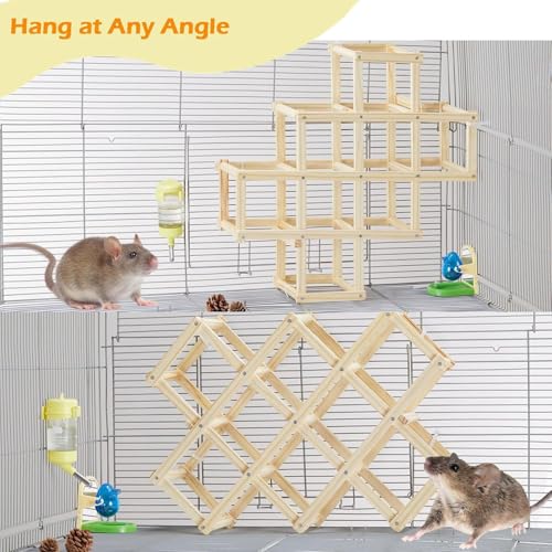 Kiln-Dried Wood Rat Climb Toy, Hanging Cage Ladder Activity (L, 1pc) - style: L, 1pc