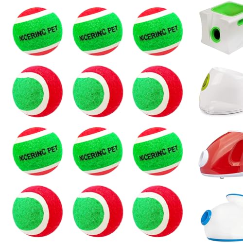X-Small Dog Tennis Balls Dog Toys Ball 1.5" Pack of 12, Fit Ball Launchers,Dog Toys - color: Red and green colors tennis balls