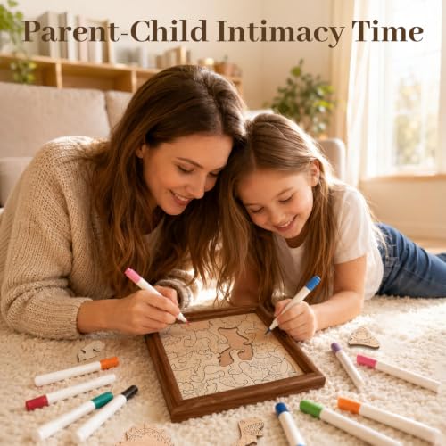 DIY Colorable Wooden Dinosaur Puzzle Frame, Arts and Crafts Toys for Kids - color: Dinosaur