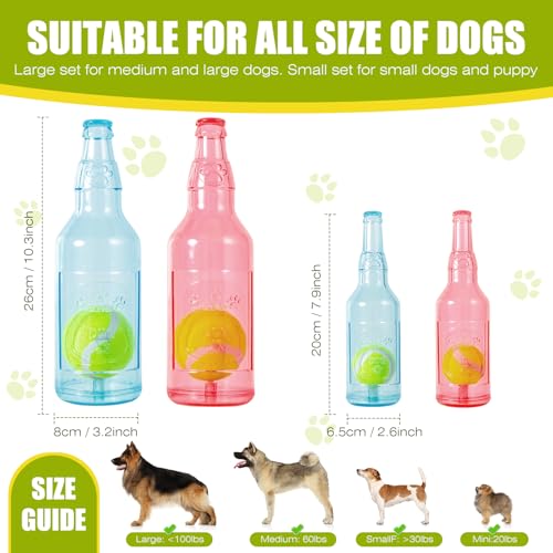 Dog Toy, Dog Squeak Toy, Floating Dog Toy, Interactive Fetch Toy for Play and Training, Bottle Shape with Tennis Ball Inside (Set of Two Small) - color: set of two small