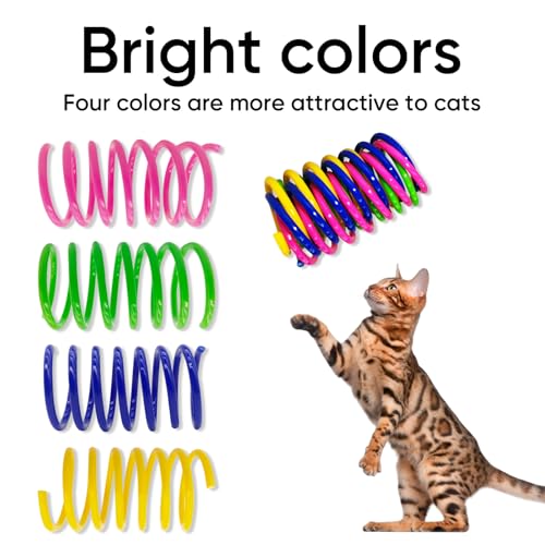 Cat Toys for Indoor Cats, 24 Pack Interactive Cat Spring Toys - color: 4-Color, size: 24 Packs