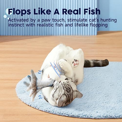 Potaroma Cat Toys Flopping Fish with Catnip, Moving Kitten Kicker, Floppy Wiggle Carp for Small Dogs, Interactive Motion Kitty Exercise, 10.5 Inches - style: Carp