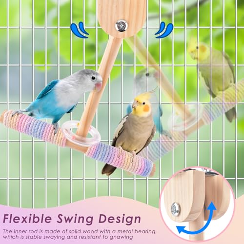 Bissap Shake Bird Perch Toy, Wooden Hanging Stand for Small Medium Parrot