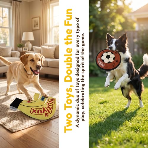 Squeaky Flying Disc for Small Medium Dogs 2-Pack Fetch Rings