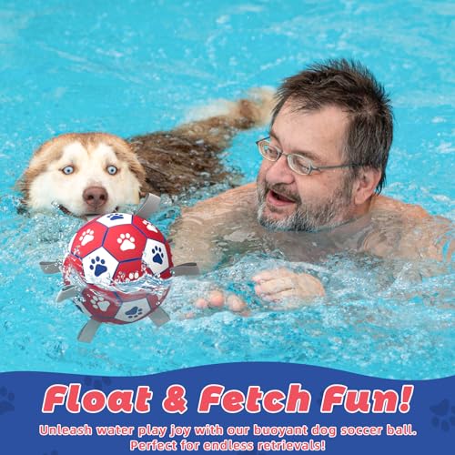 Diman Dog Balls with Straps, 7 Inch Dog Soccer Ball, Herding Ball for Dogs - color: Red, size: 7 Inch