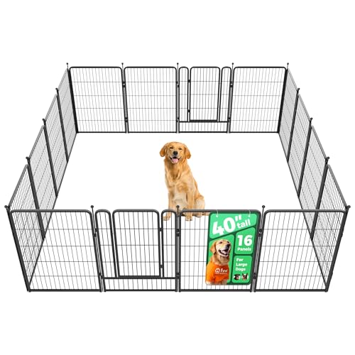 FXW Rollick Dog Playpen, Indoor, Yard & RV Camping, 40" H, 16 Panels - color: Black, size: 40"H