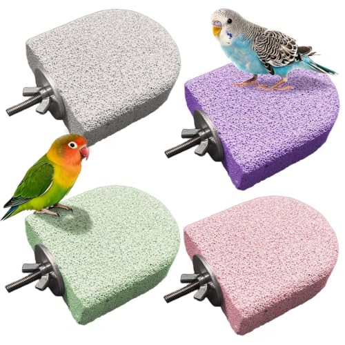 4Pcs Bird Beak Grinding Stone Lava Ledge Parrot Perch Stand Platform,Color - color: 4Pack Colorful | S