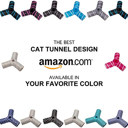Cat Tunnel - Collapsible 3 Way Play Toy - Tube Fun for Rabbits, Kittens, and Dogs - Grey - color: Grey