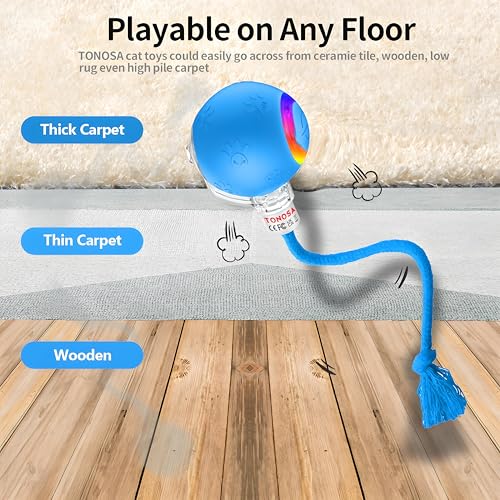 Interactive Cat Ball Toy – Motion Activated, RGB Lighting, 3 Motion Modes-Automatic Cat Ball for Bored Indoor Cats(Blue) - color: Blue