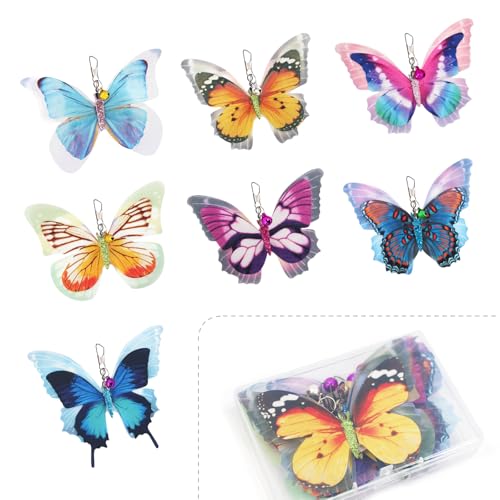 SONGWAY Cat Butterfly Toy Replacement - 7 Pieces Butterfly Cat Toys Accessories,Teaser Wand Attachments, Interactive Cat Toys for Indoor Cats Kittens - size: Butterfly