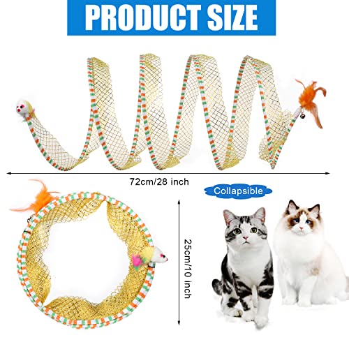 2pcs, Folded Cat Tunnel Spring, 10in Large Portable Cat Toy Spiral Tunnel