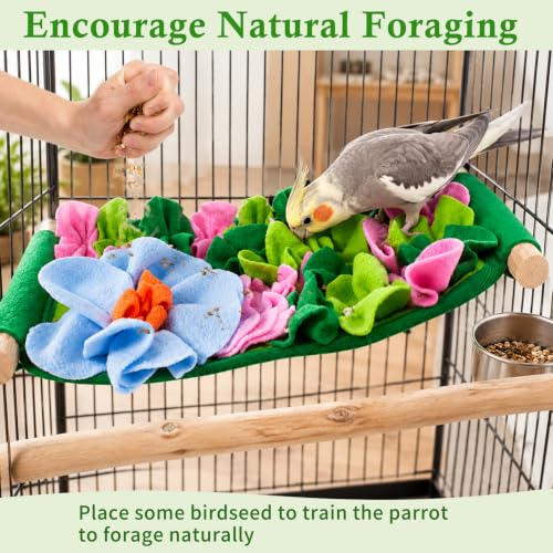 FlidRunest Bird Cotton Fabric Foraging Mat, Parrot Foraging Hammock Bed