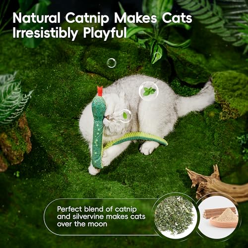 Potaroma Cat Toys Realistic Snake Catnip Crinkly Sound Toy 2 Pcs for Halloween, Mesh Fabric for Teeth Cleaning, Interactive Kicker Toys for Indoor Kitten Exercise 20 Inches - size: 20 Inches