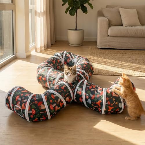 Cat Tunnel for Indoor Entertainment, Tear-Resistant Cat Play Tube with Play Ball, Collapsible Pet Tube with Interactive Peephole, Ideal for Kittens Puppies Rabbits (Octopus-Shaped) - color: Octopus-shaped