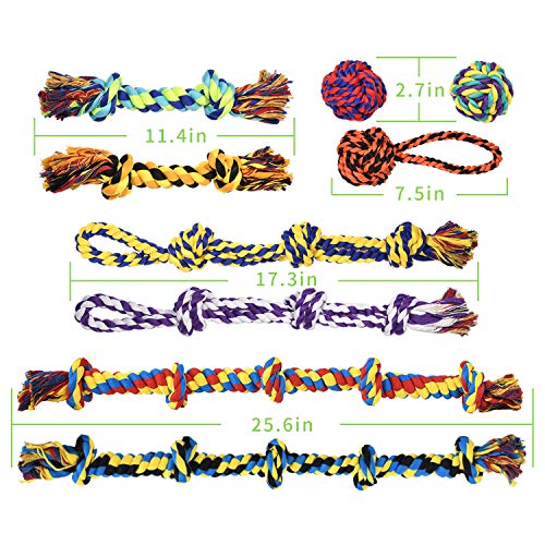 SHARLOVY Large Tough Chew Toys for Aggressive Chewers, 9 Pack Dog Rope Toys - color: 9 Packs, size: Large