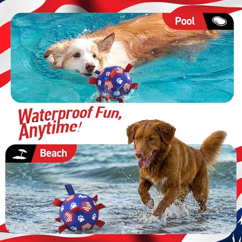 QDAN Dog Toys Soccer Ball with Straps, 8 Inch Dog Balls for Large Dogs - color: Flag, size: 8 Inch