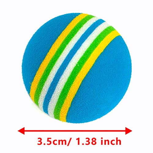 VOVIGGOL 12 Pack 2 Color Rainbow Cat Toy Balls Soft EVA Foam Interactive Indoor Kittens Favorite Toys 1.38" Dia. Small Dogs Puppies Toy Balls Bulk Activity Chase Quiet Play Sponge Ball - color: 12Pcs/ 2 Type Color