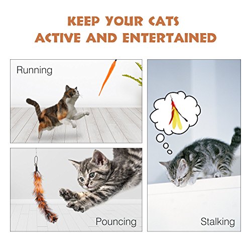 Pawaboo Interactive Cat Toys for Indoor Cats, Cat Wand Toys - color: Colorful