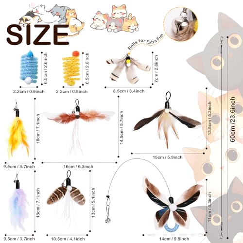 10PCS Interactive Cat Toys Feather Toy for Indoor Cats Kitten Adult