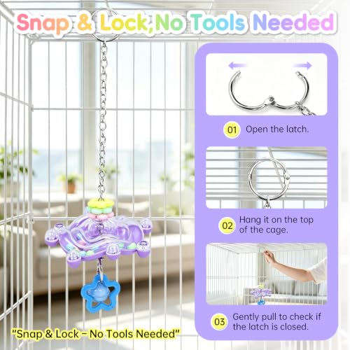 2PCS Bird Toy for Parakeets,Parrot Interactive Rotating Toy