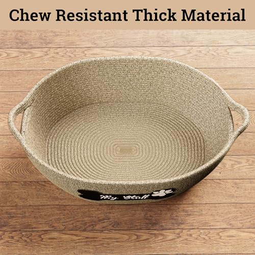 Dog Toy Basket, 100% Cotton Rope, Chew Proof, Sturdy Reinforced Handles