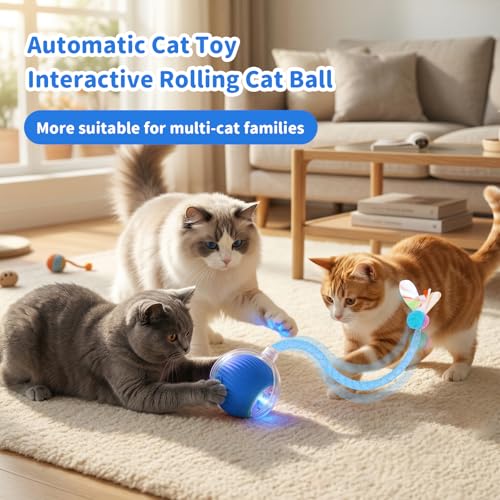 Cat Toys for Indoor Cats Smart Automatic Ball Moving Chase Dogs Toy, Blue - color: B2-Blue Dragonfly
