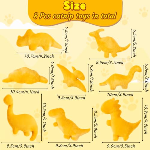 8Pcs Dino Nuggets Catnip Toys for Cat, Interactive Catmint Cat Toy Gift - style: Dino Nuggets (8 pieces)