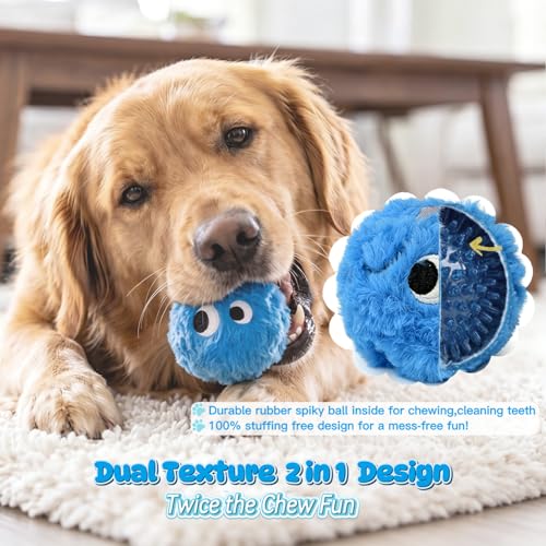 Squeaky Plush Ball Dog Toys for Small Medium Dogs, 3'' Soft Fuzz Ball - color: Blue-Berry Dog