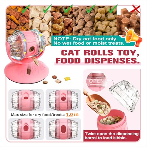 Cat Slow Feeder Toy, Interactive Cat Toy, cat treat dispenser toy(Pink) - color: Pink