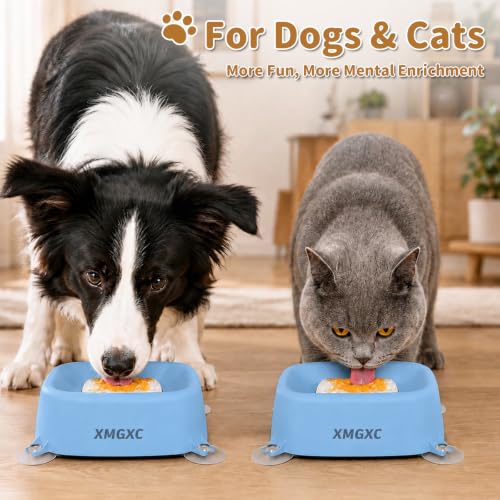 Dog Lick Bowl Slow Feeder with Rolling Log & Suction Base,Blue - color: Blue