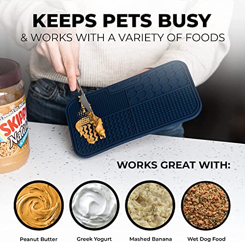 Pup Culture Dog Lick Mat for Dogs (2 Pack), Feeding Pad for Anxious Pets Plus 4 Different Puzzles for Mental Stimulation for Dogs - Supports Mental, Dental, and Digestive Health - Heavy Duty - color: Black/Navy, size: 2 Pack