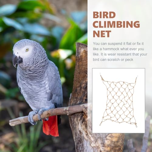 ORFOFE Bird Climbing Net Rope Climbing Net Hammock for Parrot Hamster Small Rat Hanging Pet Toy for Climbing Chewing Playing Includes 4 Hooks 21.65 X 17.32 in