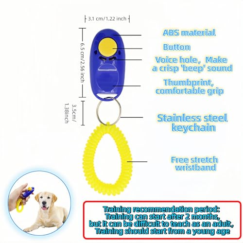 BUBBLE-FLY Dog Training Clicker with Wrist Strap, Effective Obedience Aid for Barking, Sit, Stay. Humane & Easy