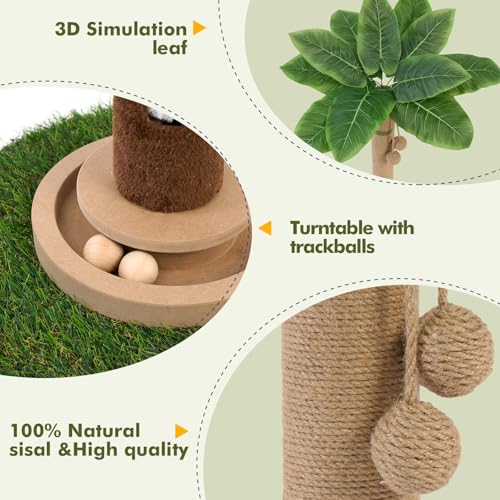 Woochpet Tall Cat Scratching Post,Cat Toys,Cat Scratcher Tree for Large Cat - color: Green