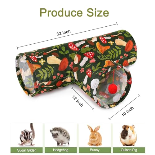 3 Way Washable Rabbit Hideout Toys, Guinea Pig Tunnels & Tubes - color: Mushroom