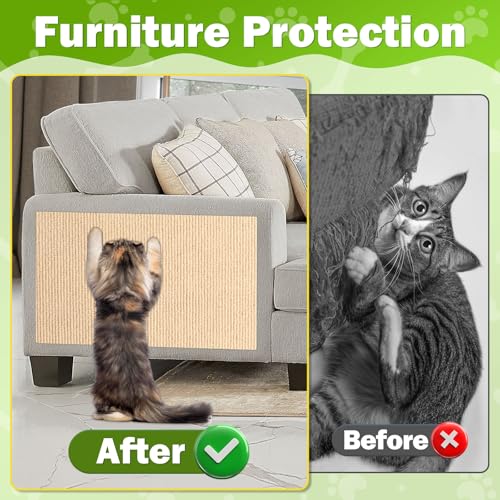 ENONCI 23.6x15.8 Cat Scratcher Mat, Self-Adhesive Cat Scratch Furniture Protector - color: Beige, size: 23.6"x15.8"