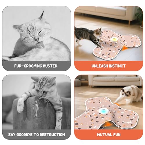 ‌‌Interactive Cat Toys for Indoor Cats‌ Adult‌ with Feather Tail Switchable Mouse Sounds, ‌Kitten Enrichment Toys‌ for Hunting Self Play, Automatic Rechargeable Quiet Game to Bored (Pink) - color: PINK