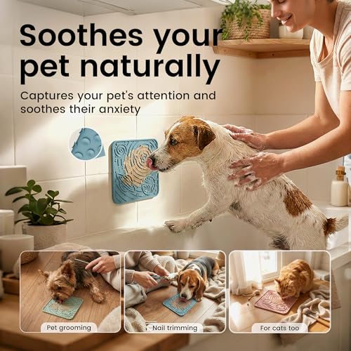 OHMO Lick Mat for Dogs&Cats, Space Pattern, Small, 2pcs, Dark&Light Blue - color: Dark Blue&Light Blue, size: 5.9"L x 5.9"W